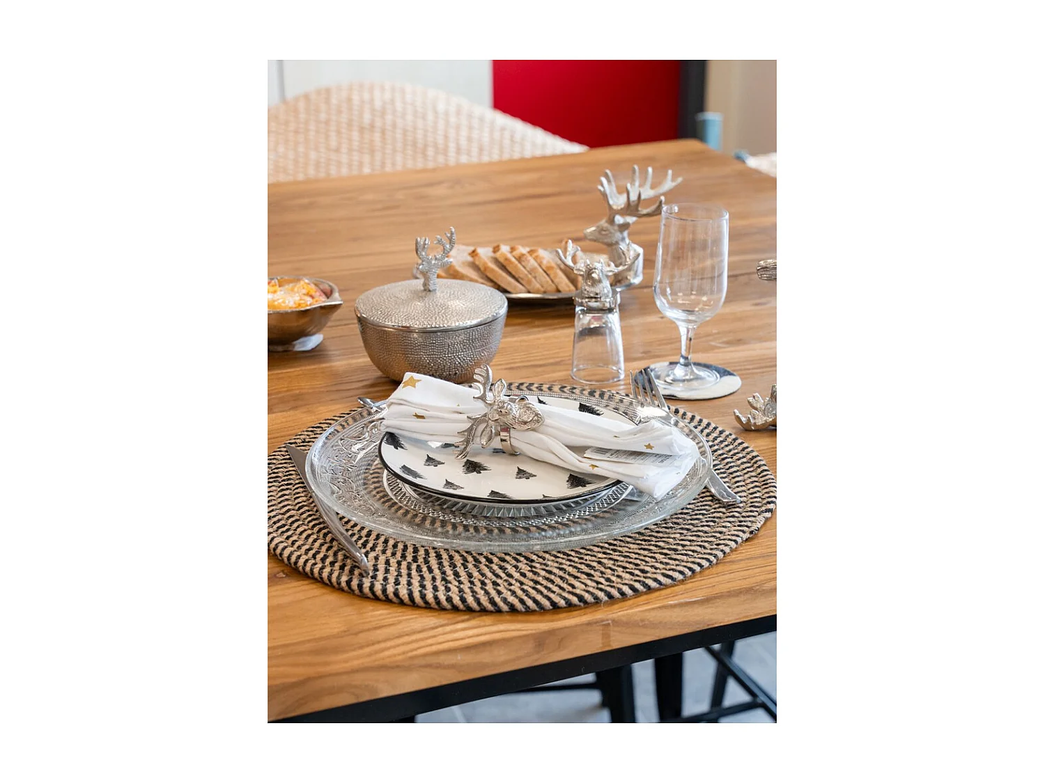 Boites rondes cerfs en aluminium (Lot de 2)