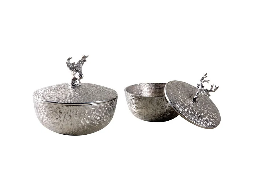 Boites rondes cerfs en aluminium (Lot de 2)
