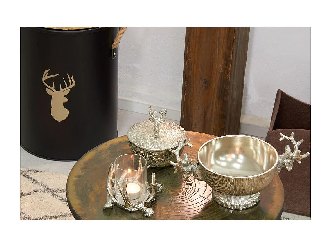 Boites rondes cerfs en aluminium (Lot de 2)