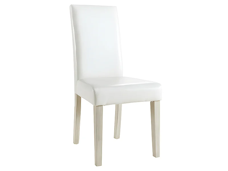 Chaise dossier haut blanc PU Guevara