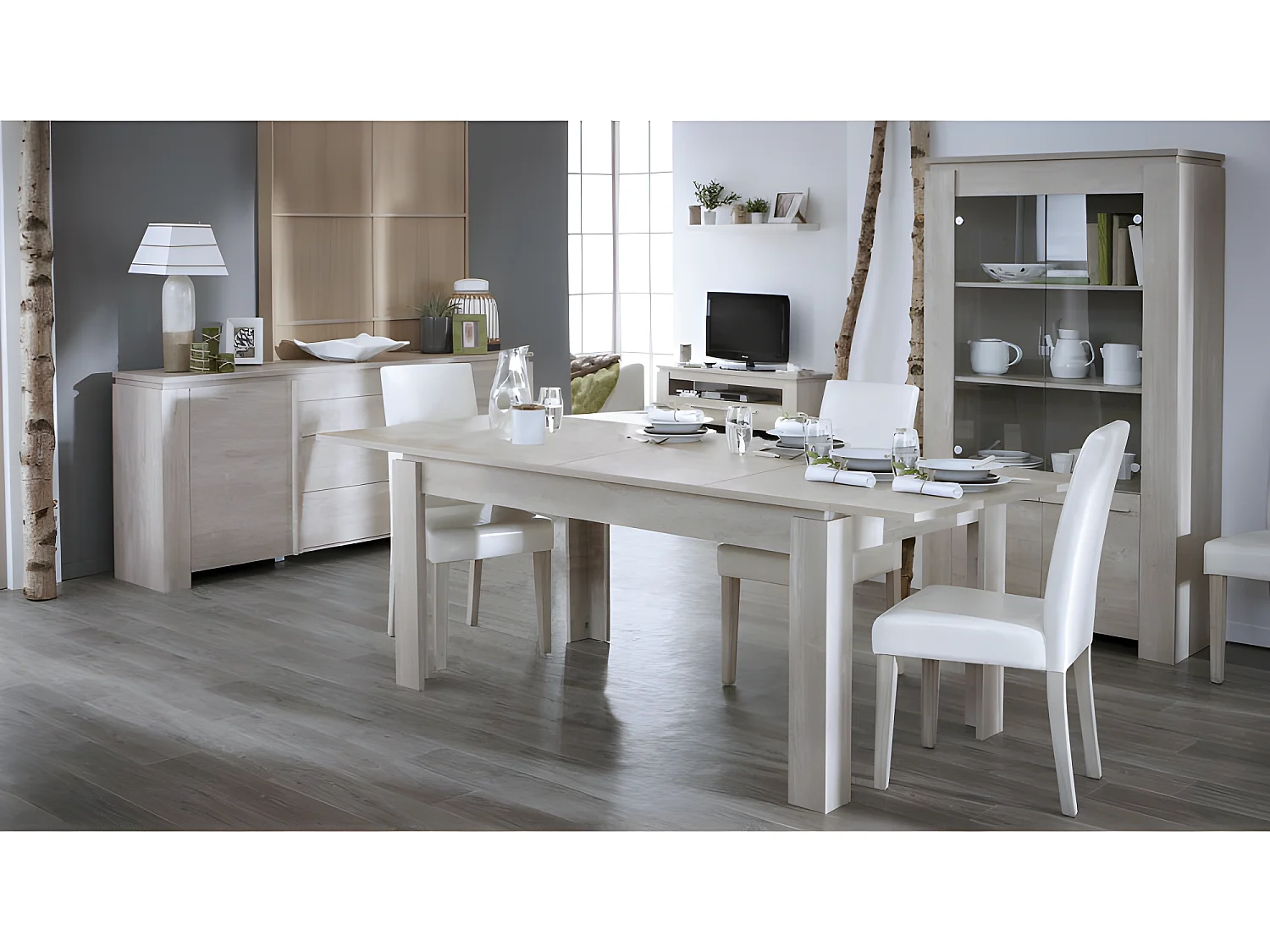 Chaise dossier haut blanc PU Guevara