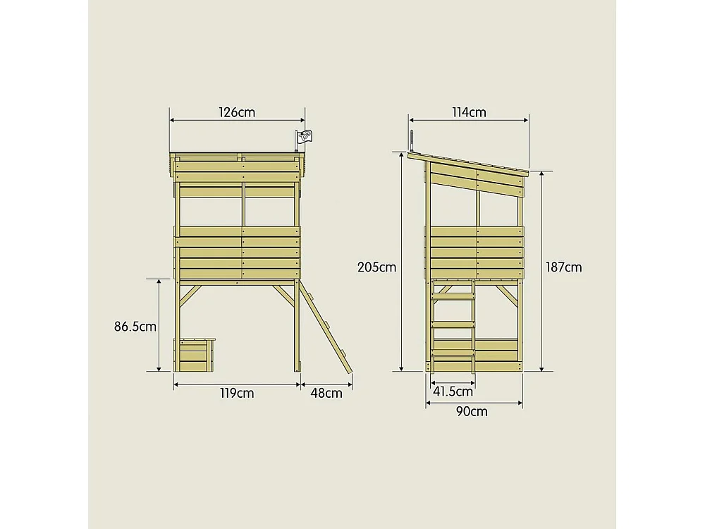 Cabane sur pilotis enfant coffre à jouets intégré Tower