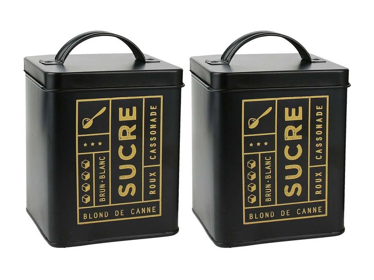 Boite en métal noir mat Nora (Lot de 2)