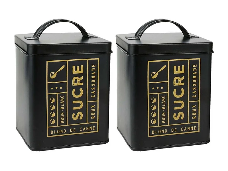 Boite en métal noir mat Nora (Lot de 2)