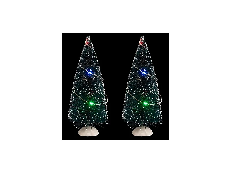 Lot de 2 Sapins de Noël "20 Micro Leds" 15cm Vert