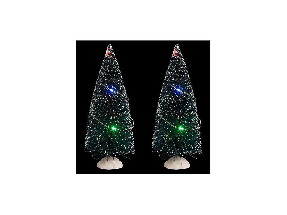 Lot de 2 Sapins de Noël "20 Micro Leds" 15cm Vert