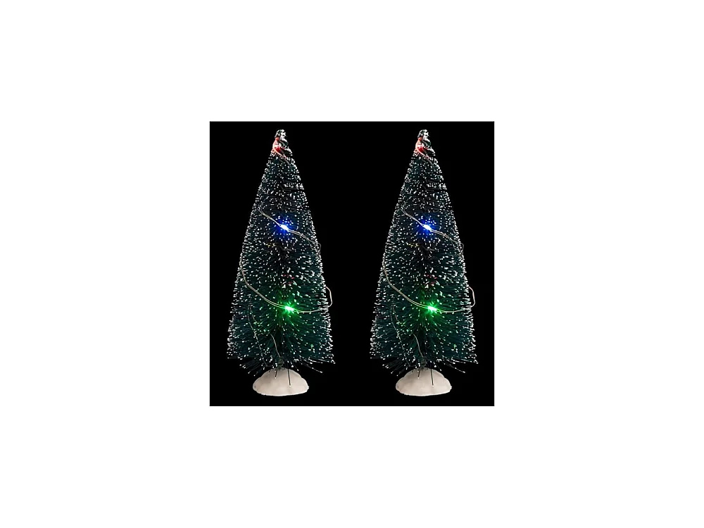 Lot de 2 Sapins de Noël "20 Micro Leds" 15cm Vert