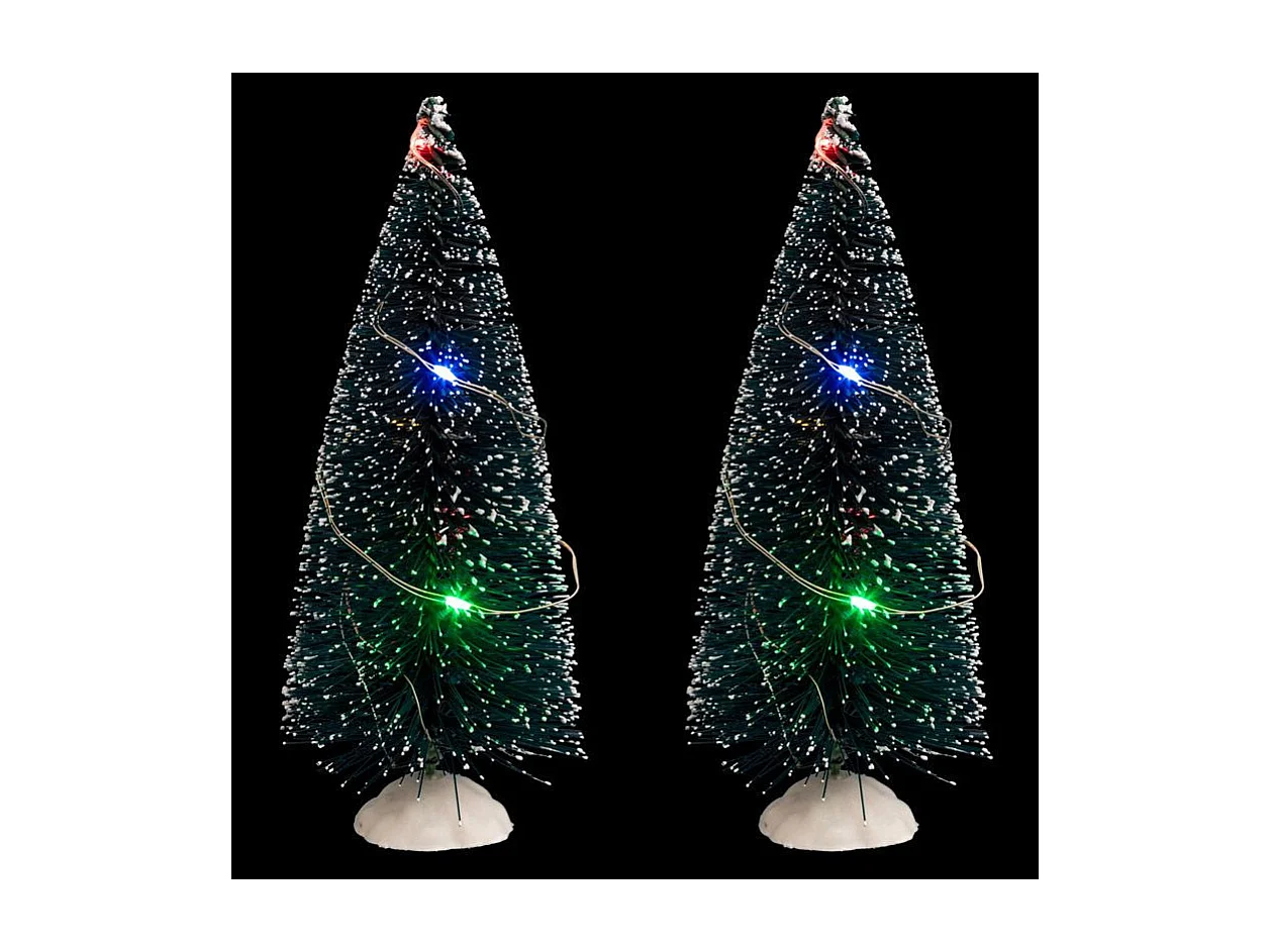 Lot de 2 Sapins de Noël "20 Micro Leds" 15cm Vert