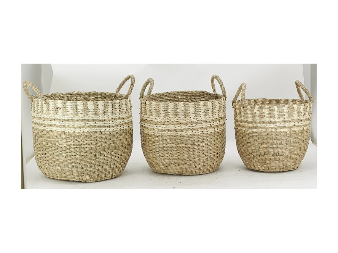 Cache-pots en jonc de mer naturel tressé (lot de 3)