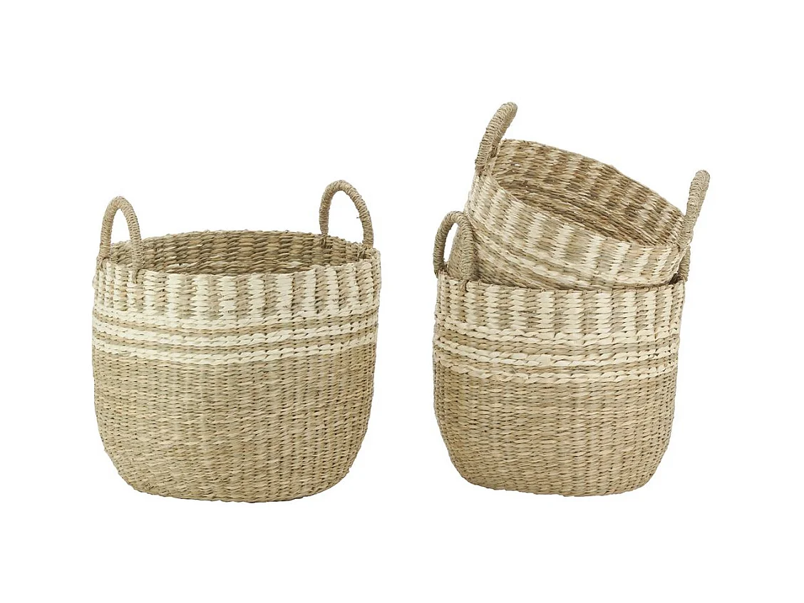 Cache-pots en jonc de mer naturel tressé (lot de 3)