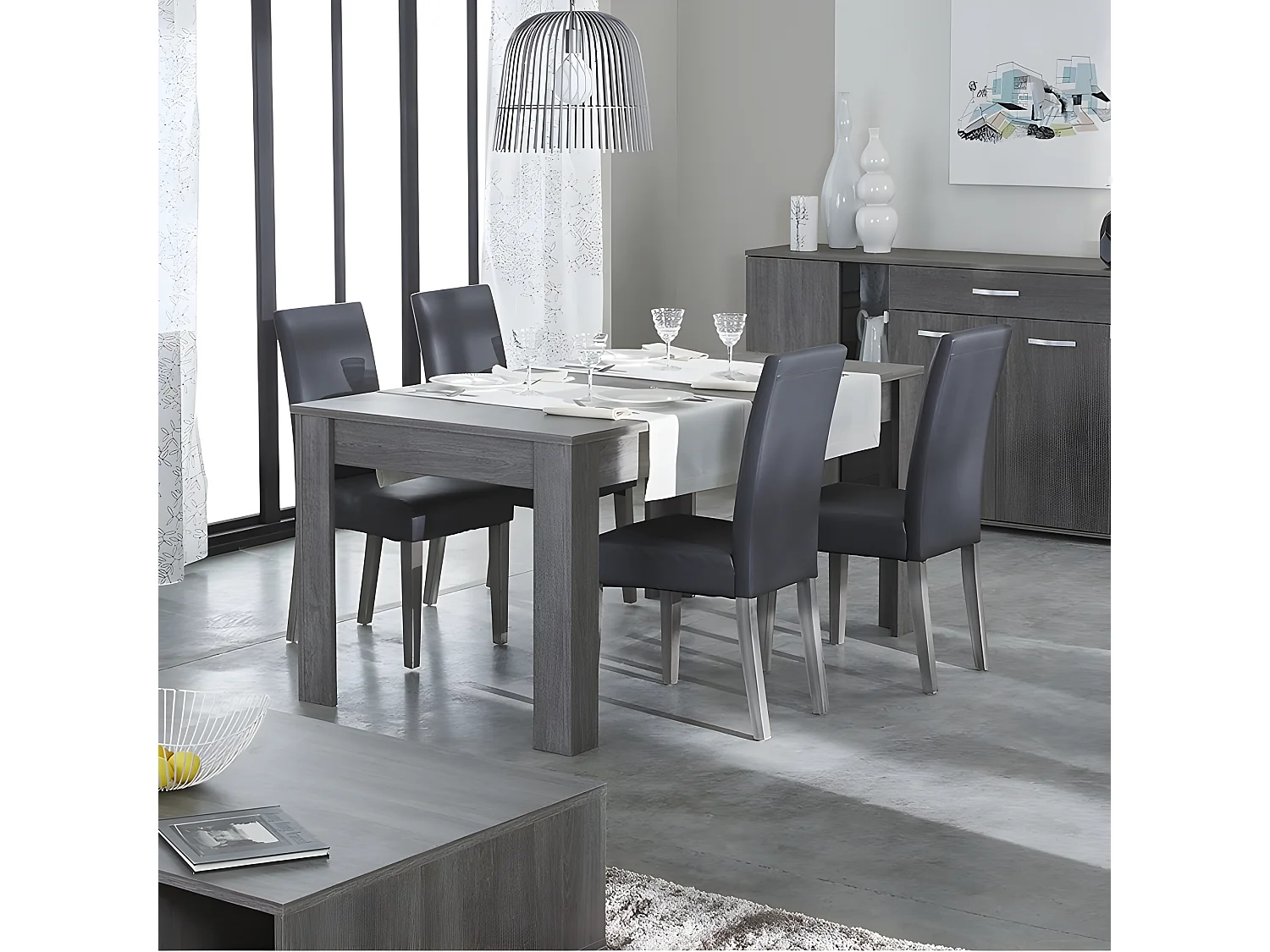 Chaise dossier haut Charleroi simili gris