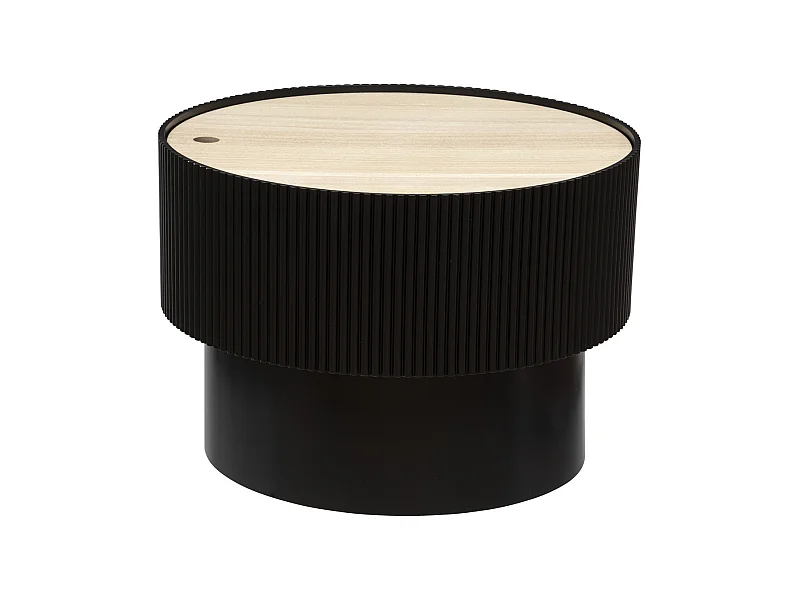 Table basse avec Coffre de rangement en bois peint Noir D 55 x H 38 cm