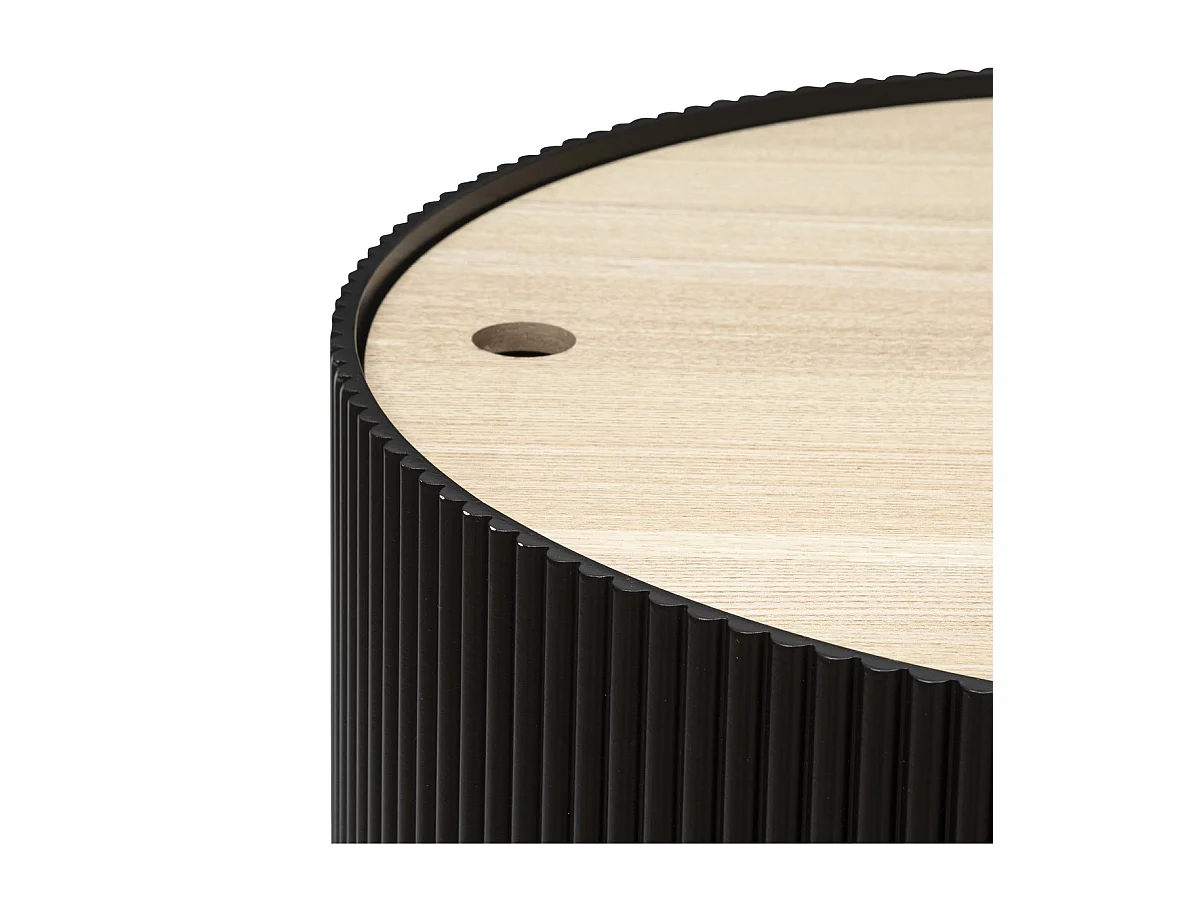 Table basse avec Coffre de rangement en bois peint Noir D 55 x H 38 cm