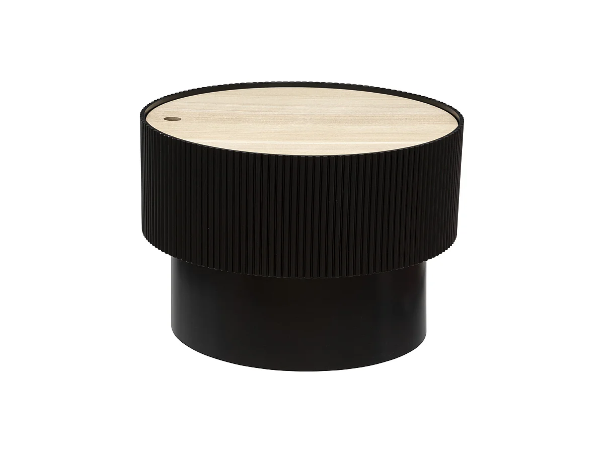 Table basse avec Coffre de rangement en bois peint Noir D 55 x H 38 cm