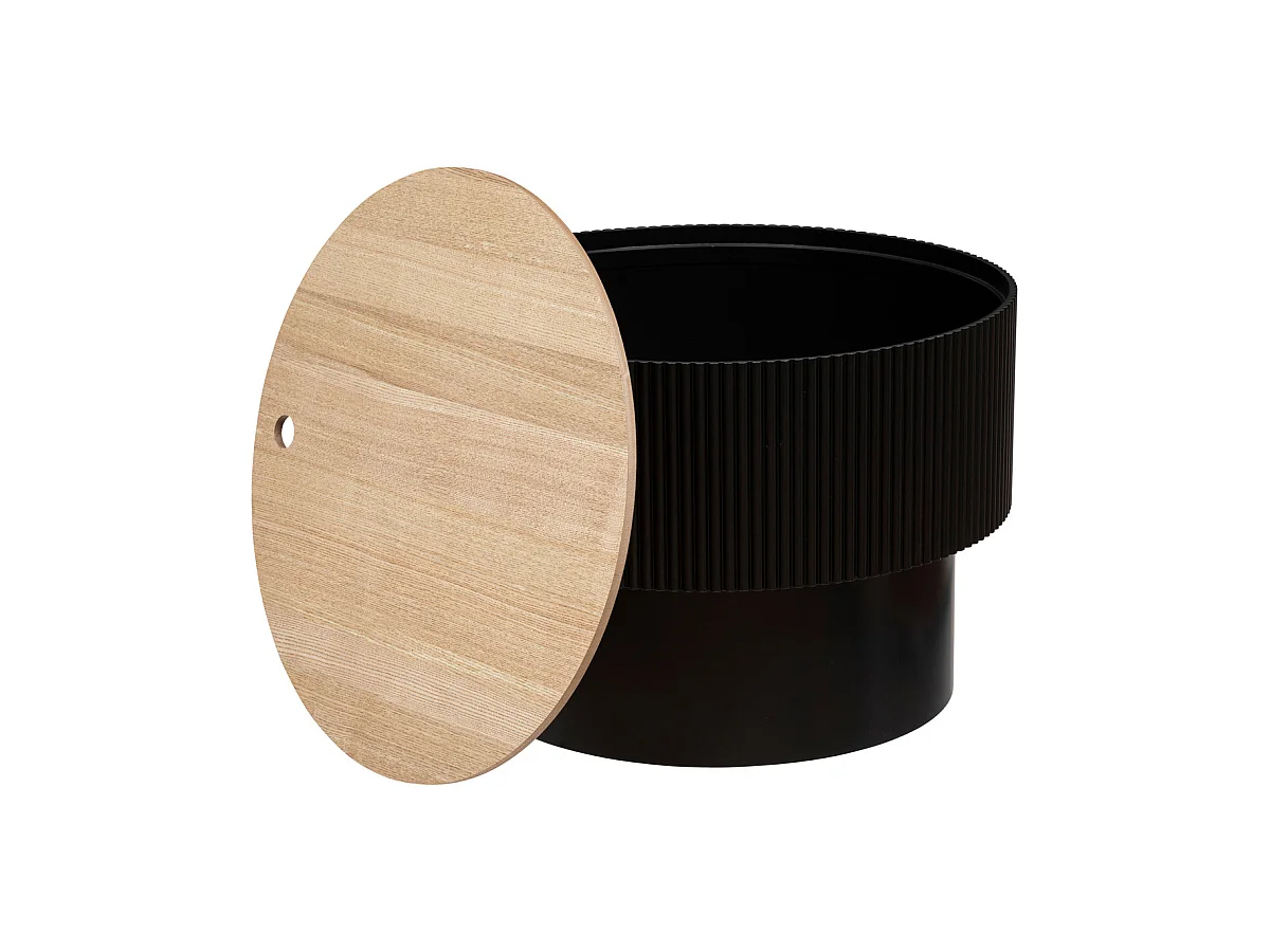 Table basse avec Coffre de rangement en bois peint Noir D 55 x H 38 cm