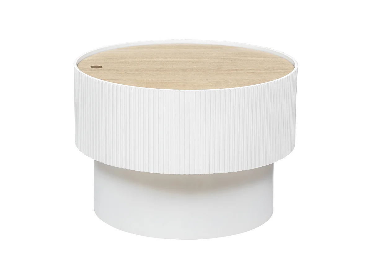 Table basse avec Coffre de rangement en bois peint Blanc D 55 x H 38 cm