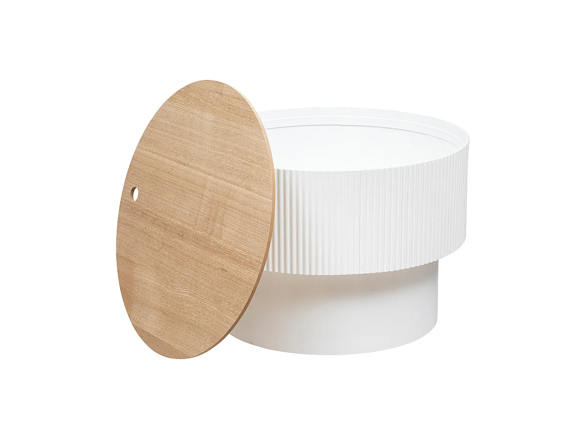 Table basse avec Coffre de rangement en bois peint Blanc D 55 x H 38 cm