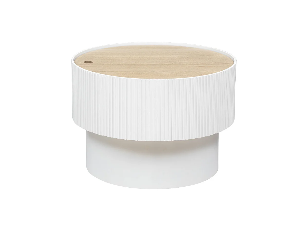 Table basse avec Coffre de rangement en bois peint Blanc D 55 x H 38 cm