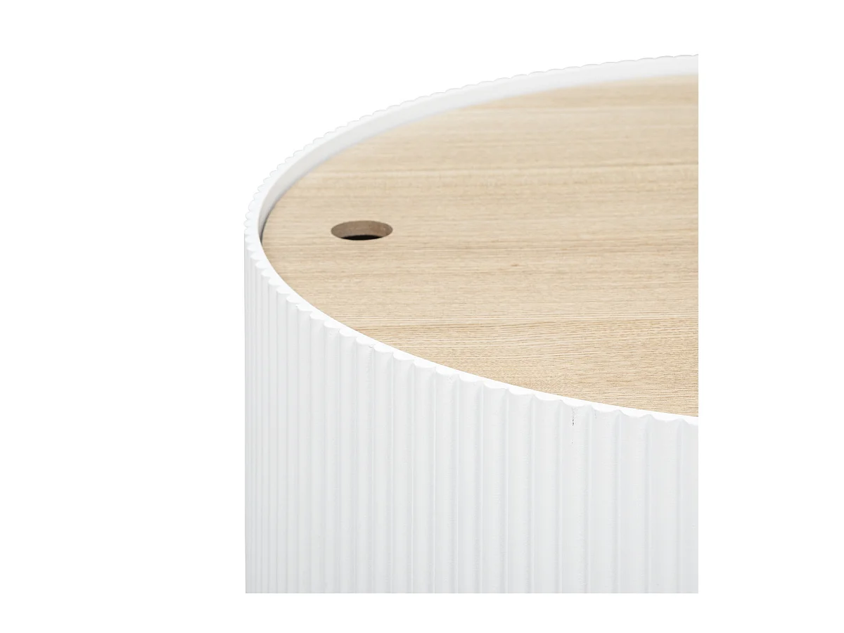 Table basse avec Coffre de rangement en bois peint Blanc D 55 x H 38 cm