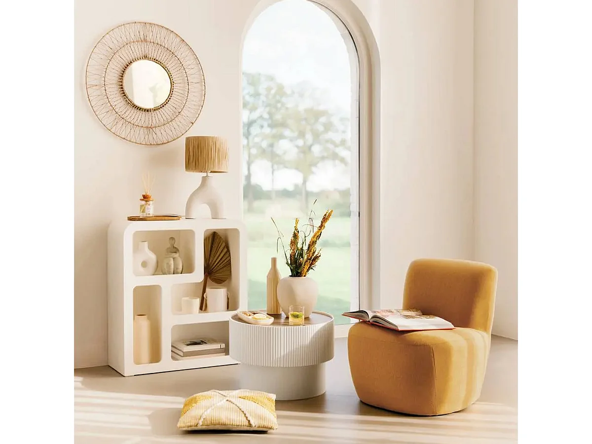 Table basse avec Coffre de rangement en bois peint Blanc D 55 x H 38 cm