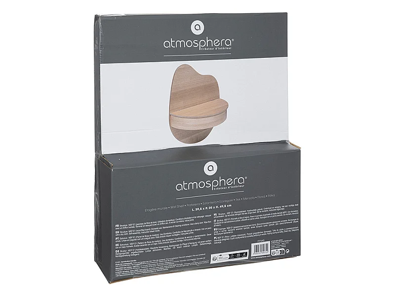 Étagère murale en bois avec rangement à couvercle H 49.5 cm