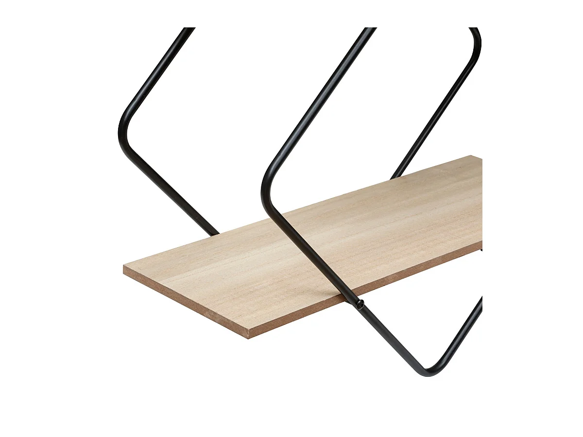 Étagère murale 2 niveaux en bois et métal noir 48 x 48 cm