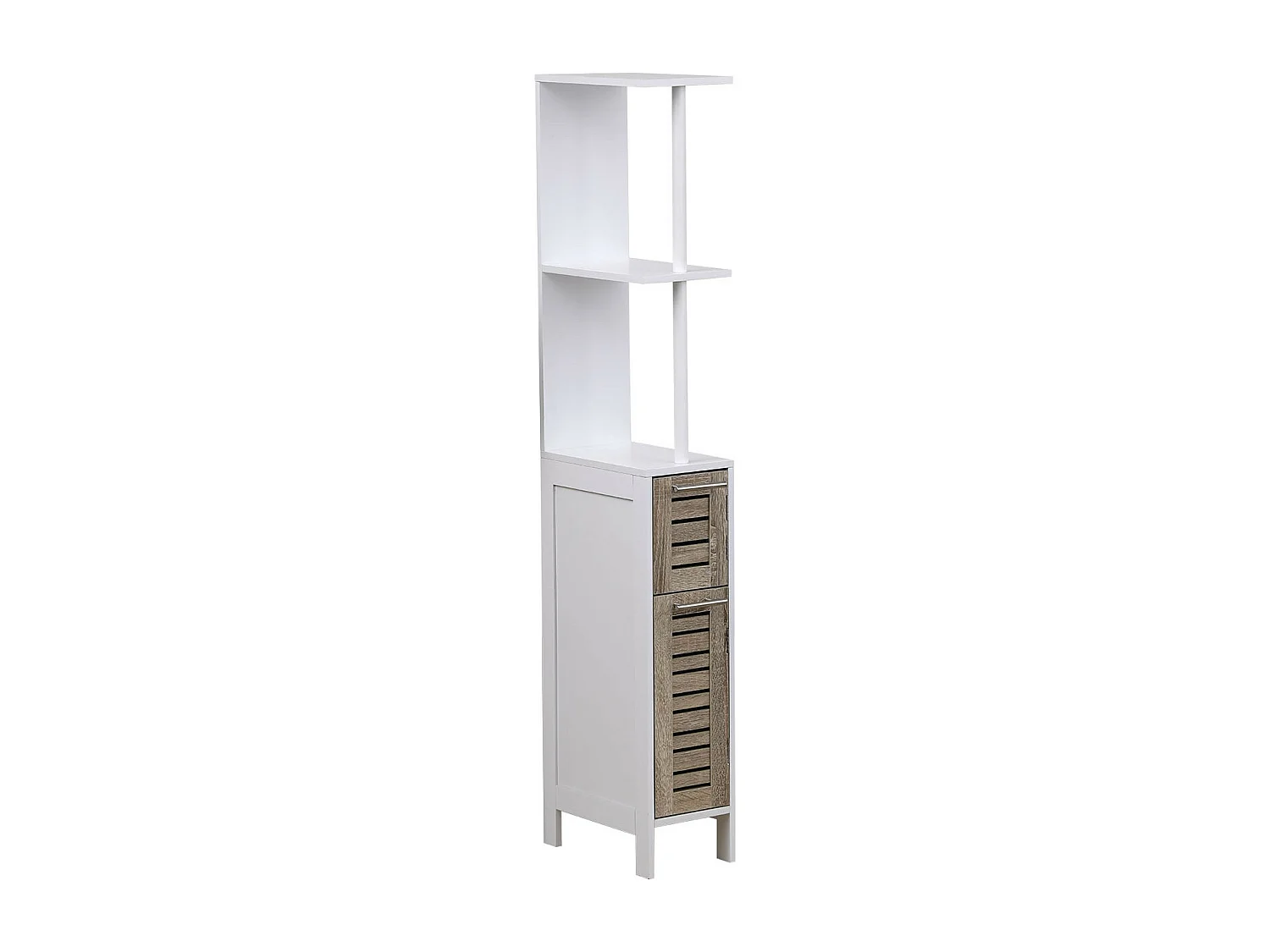 Meuble Colonne de Salle de bain 2 Porte 2 Étagères H 130 cm - Blanc stockholm