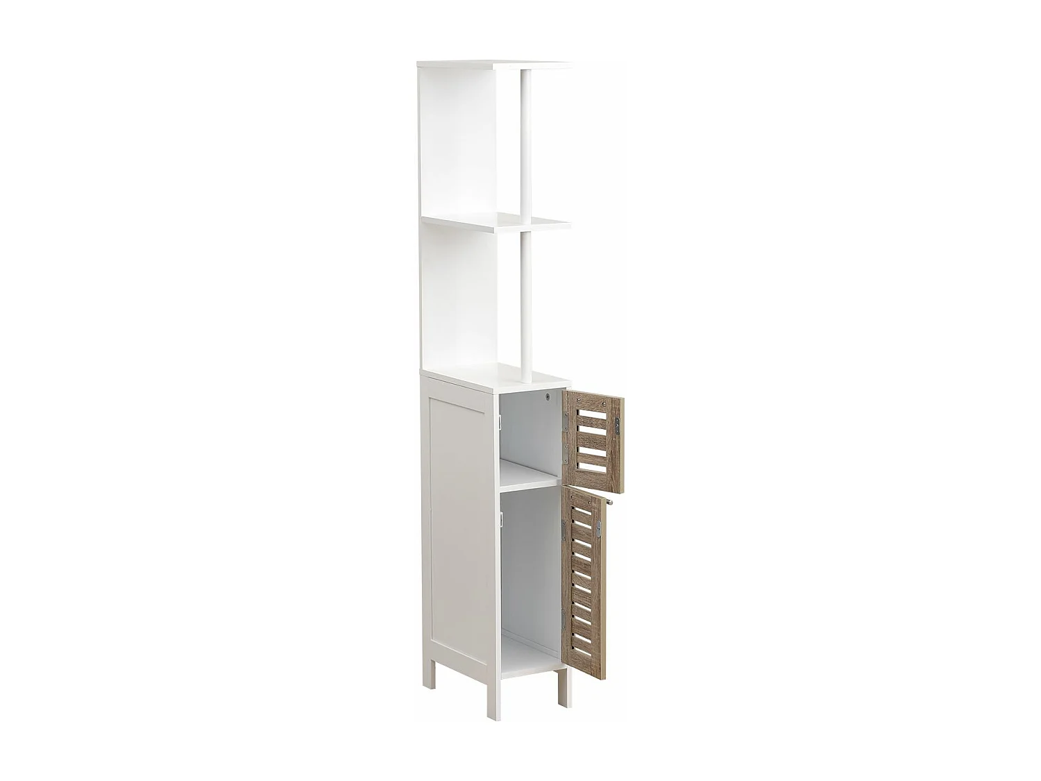 Meuble Colonne de Salle de bain 2 Porte 2 Étagères H 130 cm - Blanc stockholm