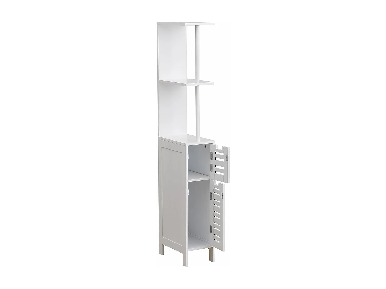 Meuble Colonne de Salle de bain 2 Porte 2 Étagères H 130 cm - Blanc miami