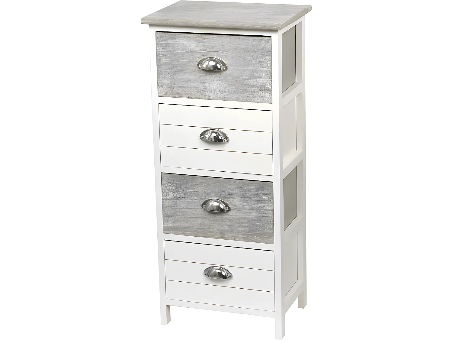 Chiffonnier bois 4 tiroirs bicolores