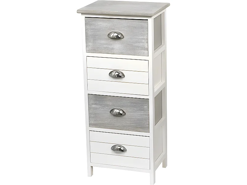 Chiffonnier bois 4 tiroirs bicolores