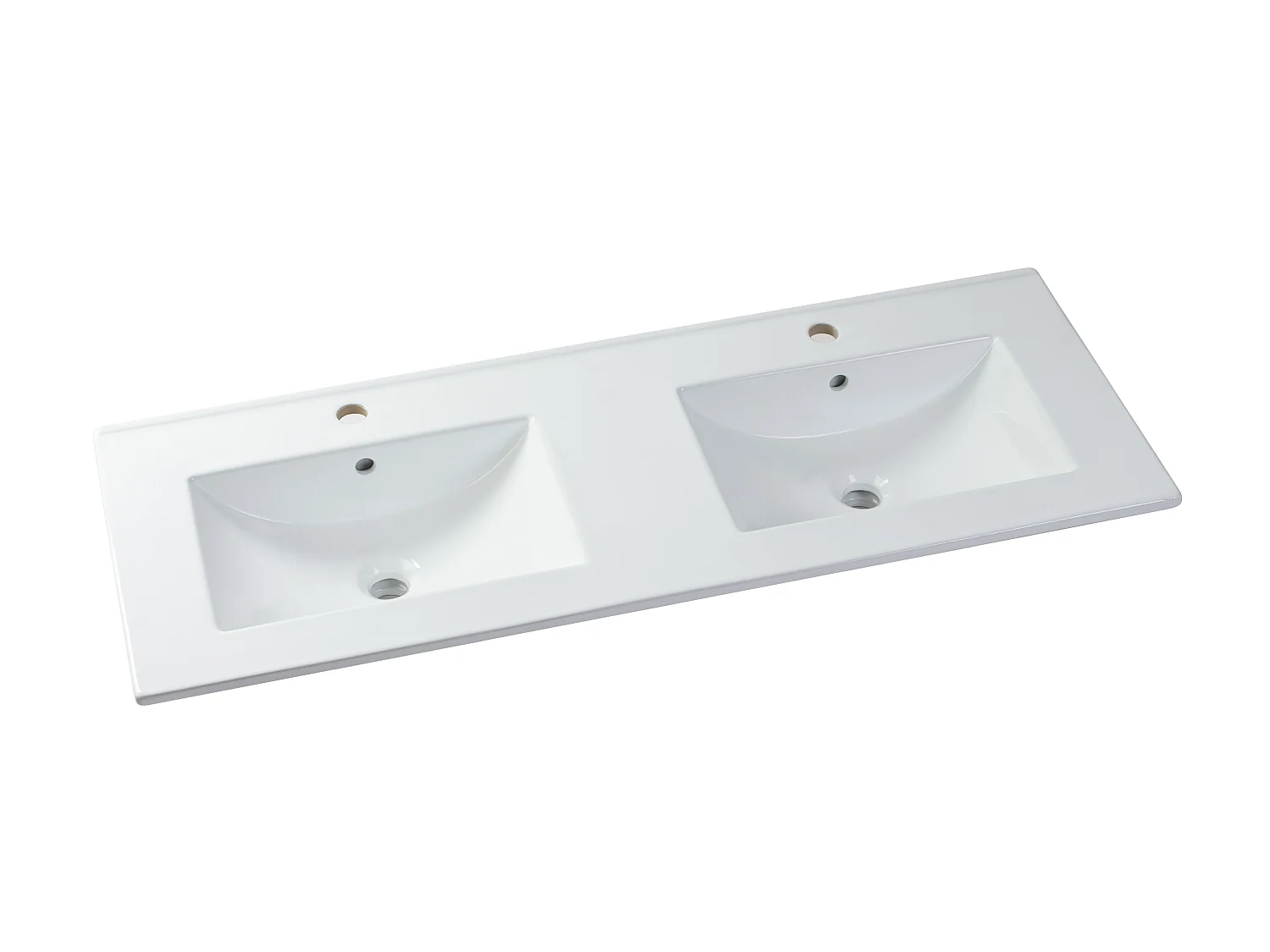 Hangend badkamermeubel met inbouwwastafel - Licht naturel en zwart - 120 cm - LANNICK