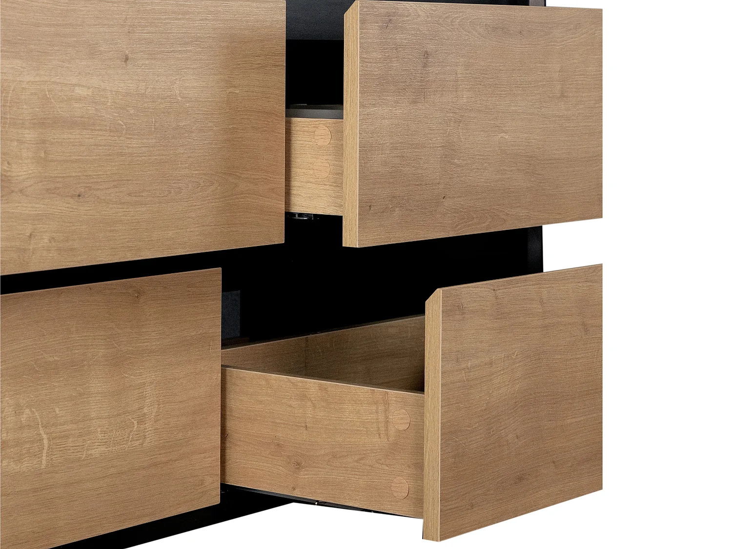 Hangend badkamermeubel met inbouwwastafel - Licht naturel en zwart - 120 cm - LANNICK