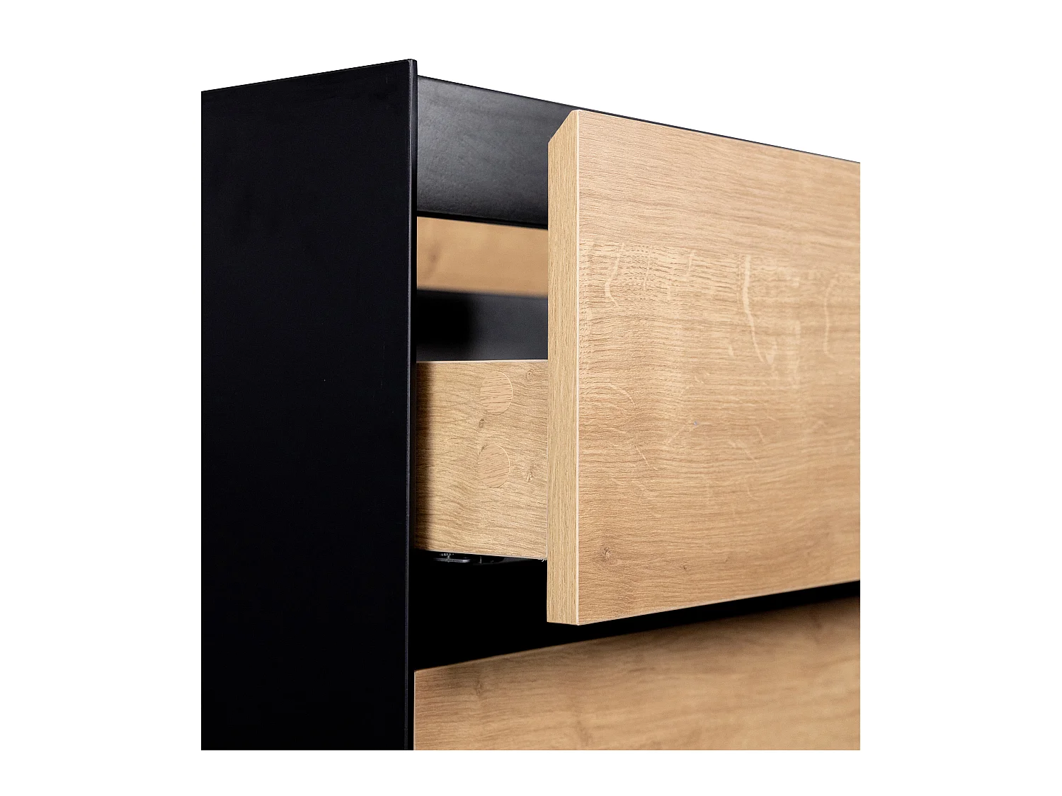 Mueble de baño flotante con lavabo empotrable - Color natural claro y negro - 80 cm - LANNICK