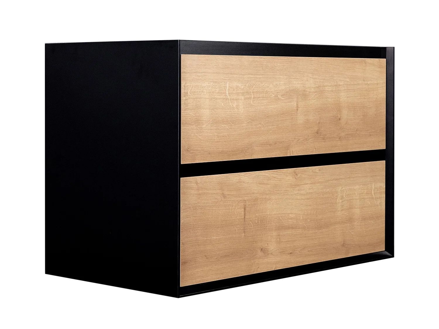 Mobile Lavabo sospeso 80 cm con lavabo a incasso Naturale Chiaro e Nero - LANNICK