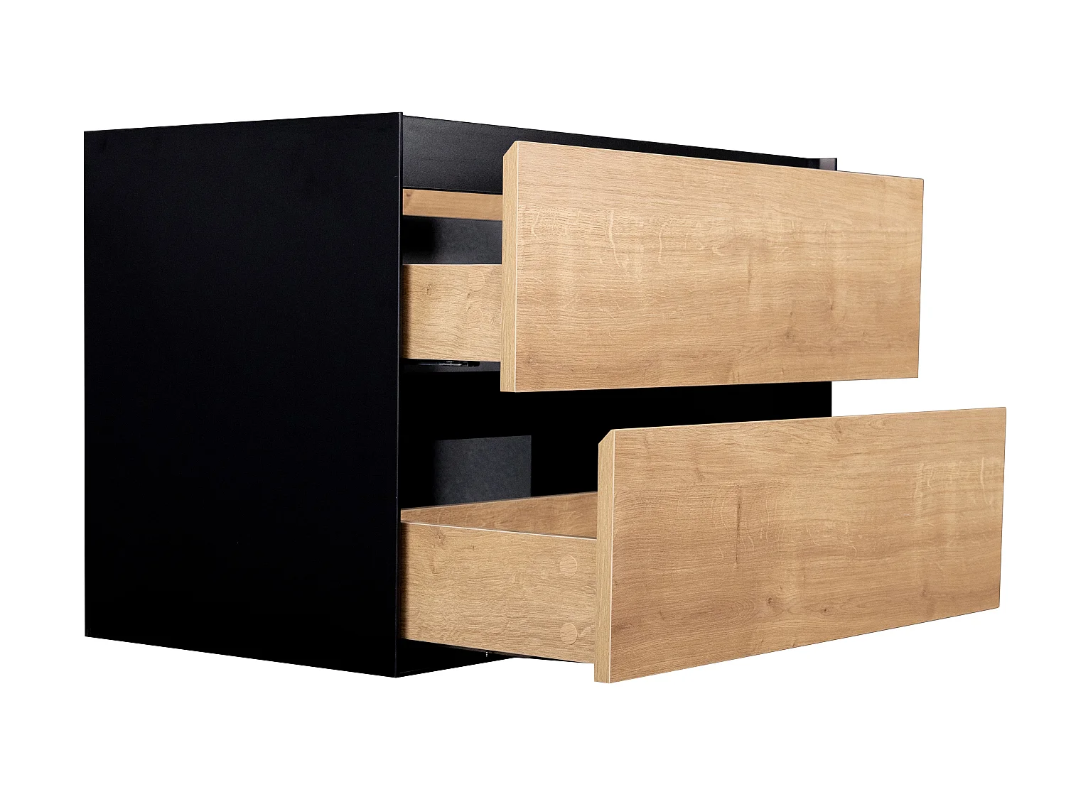 Mobile Lavabo sospeso 80 cm con lavabo a incasso Naturale Chiaro e Nero - LANNICK