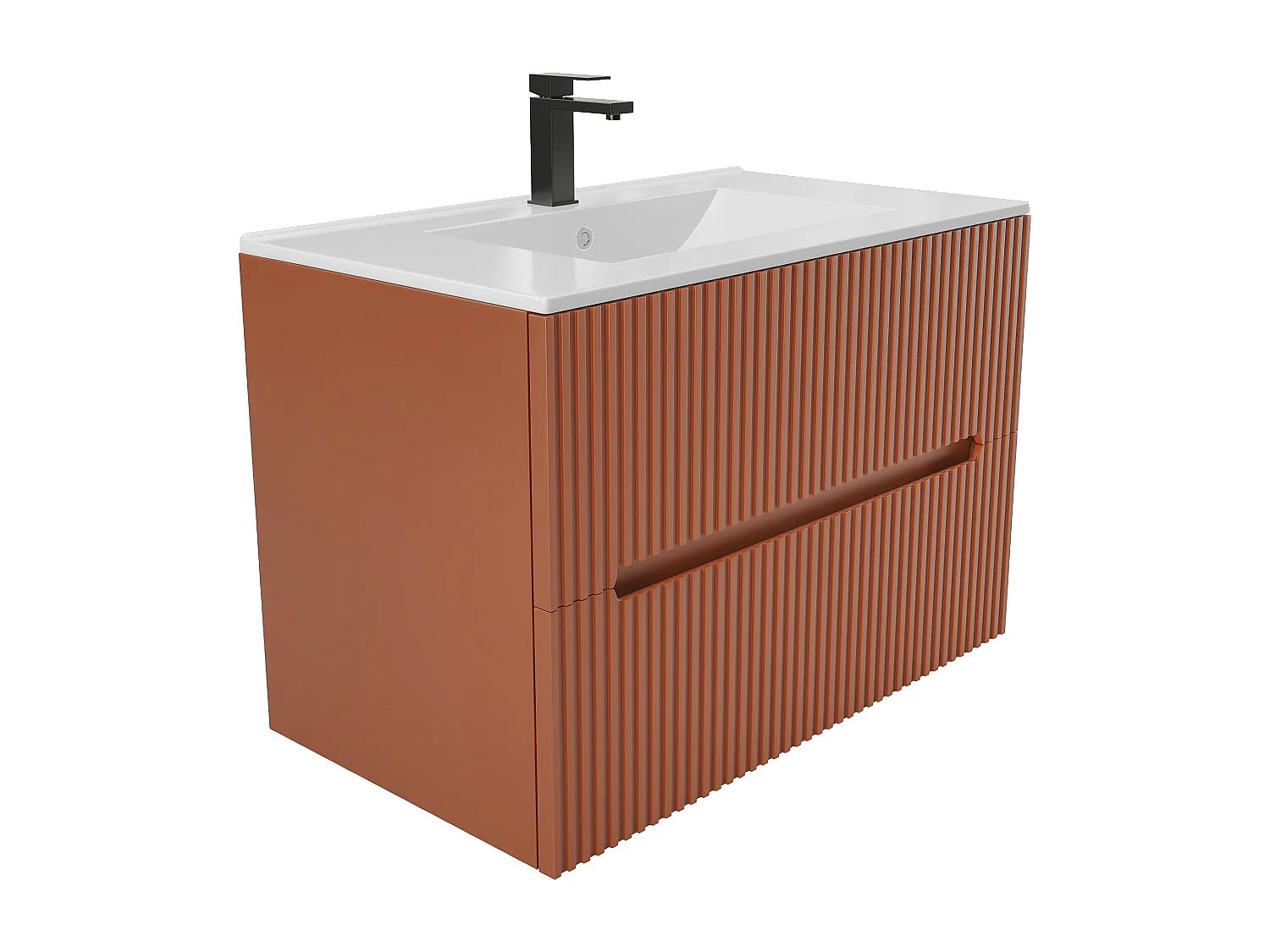Móvel de casa de banho suspenso com lavatório embutido terracota listrada 80 cm - PAVANI