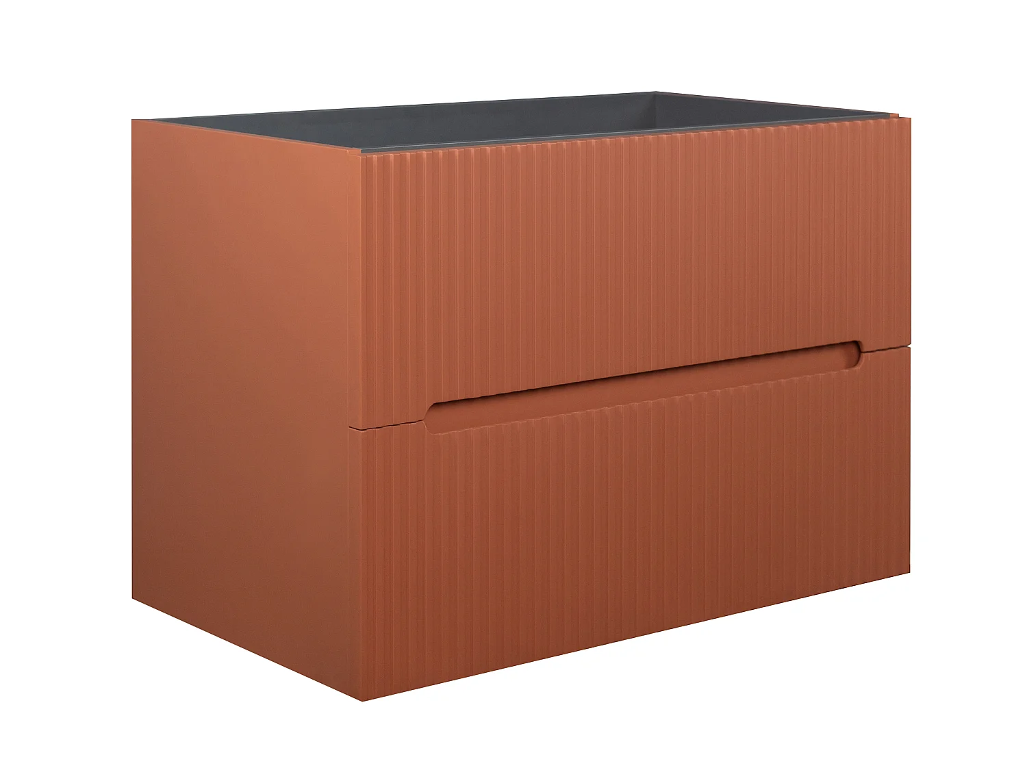 Væghængt badeværelsesmøbel med indbygget vask i struktureret terracotta 80 cm PAVANI