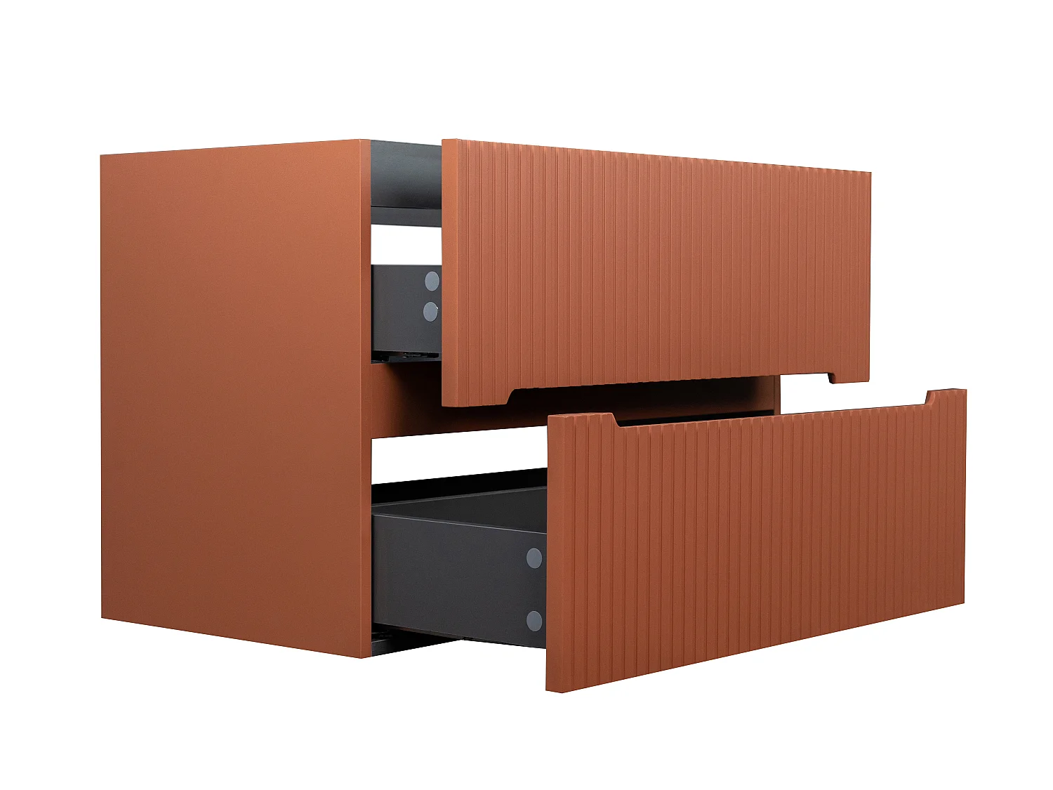 Væghængt badeværelsesmøbel med indbygget vask i struktureret terracotta 80 cm PAVANI