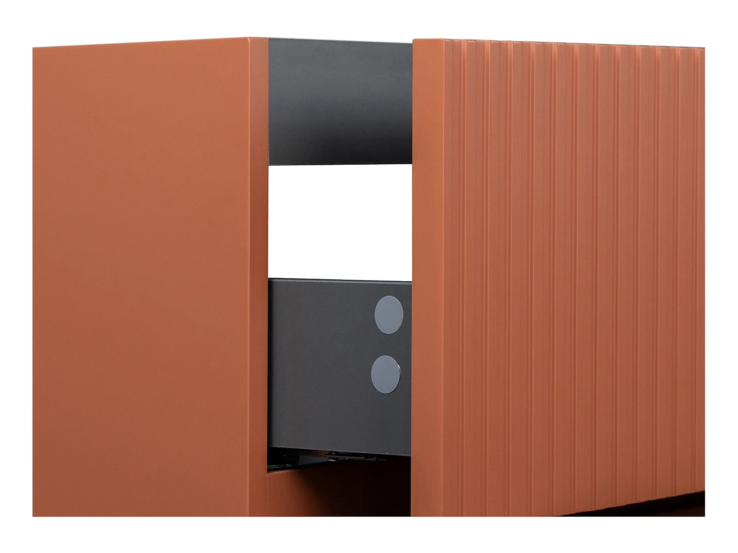 Væghængt badeværelsesmøbel med indbygget vask i struktureret terracotta 80 cm PAVANI