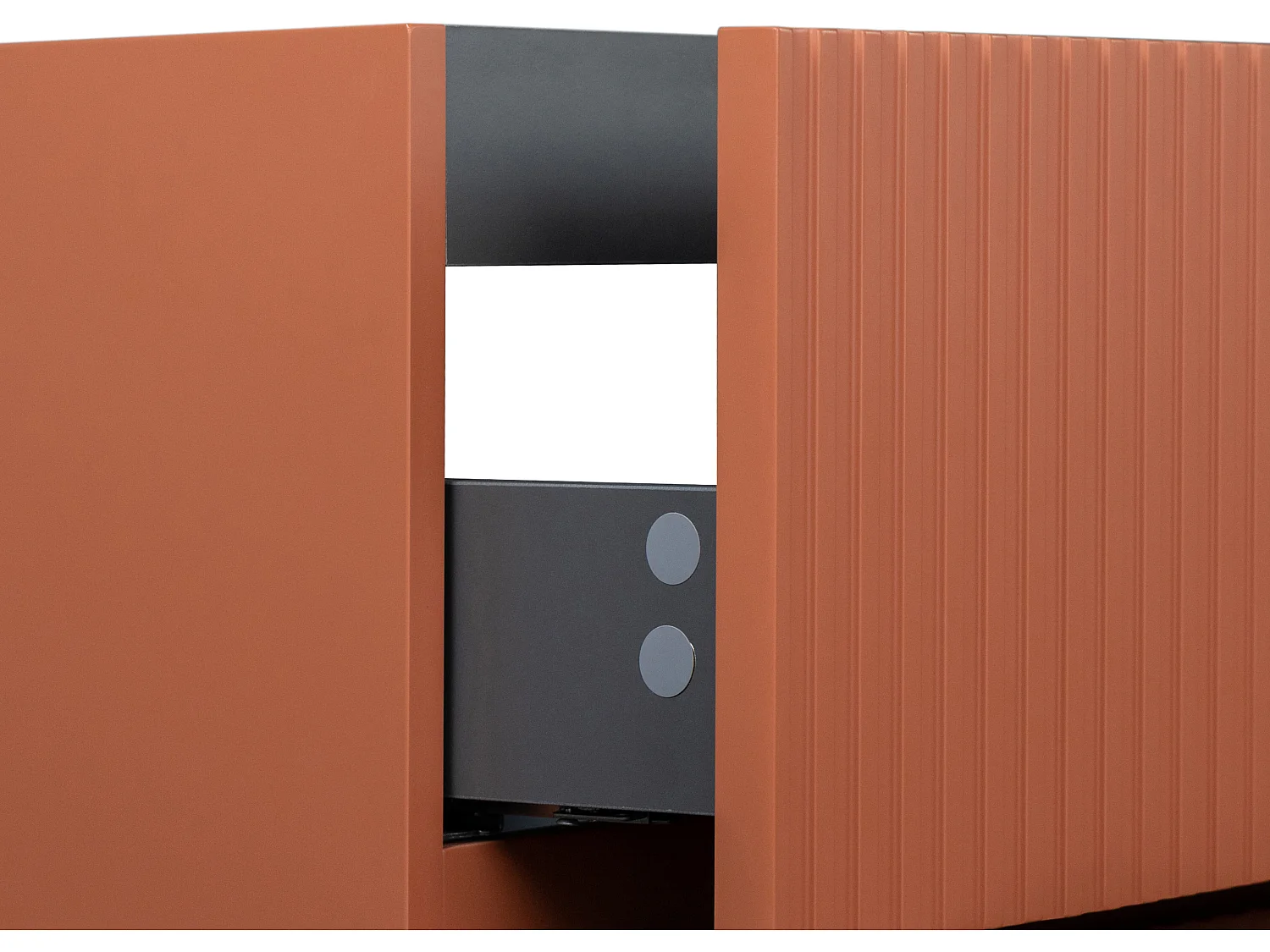 Meuble de salle de bain suspendu avec vasque à encastrer - Strié terracotta - 80 cm - PAVANI