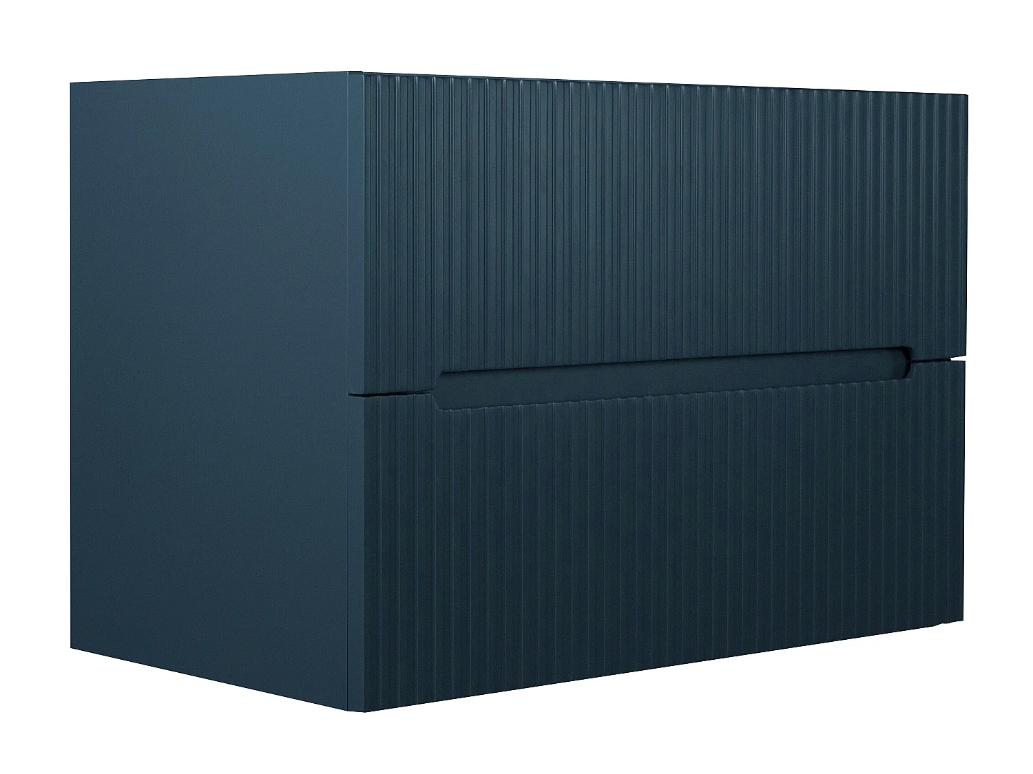 Waschbeckenunterschrank hängend mit Einbauwaschbecken - 80 cm - Blau gerippt - PAVANI