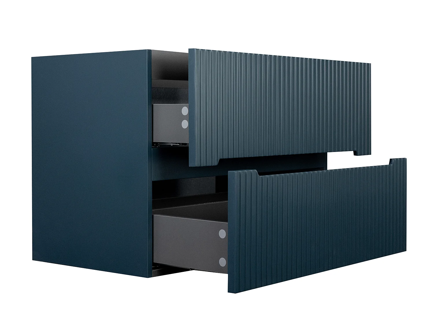 Meuble de salle de bain suspendu avec vasque à encastrer - Strié bleu - 80 cm - PAVANI