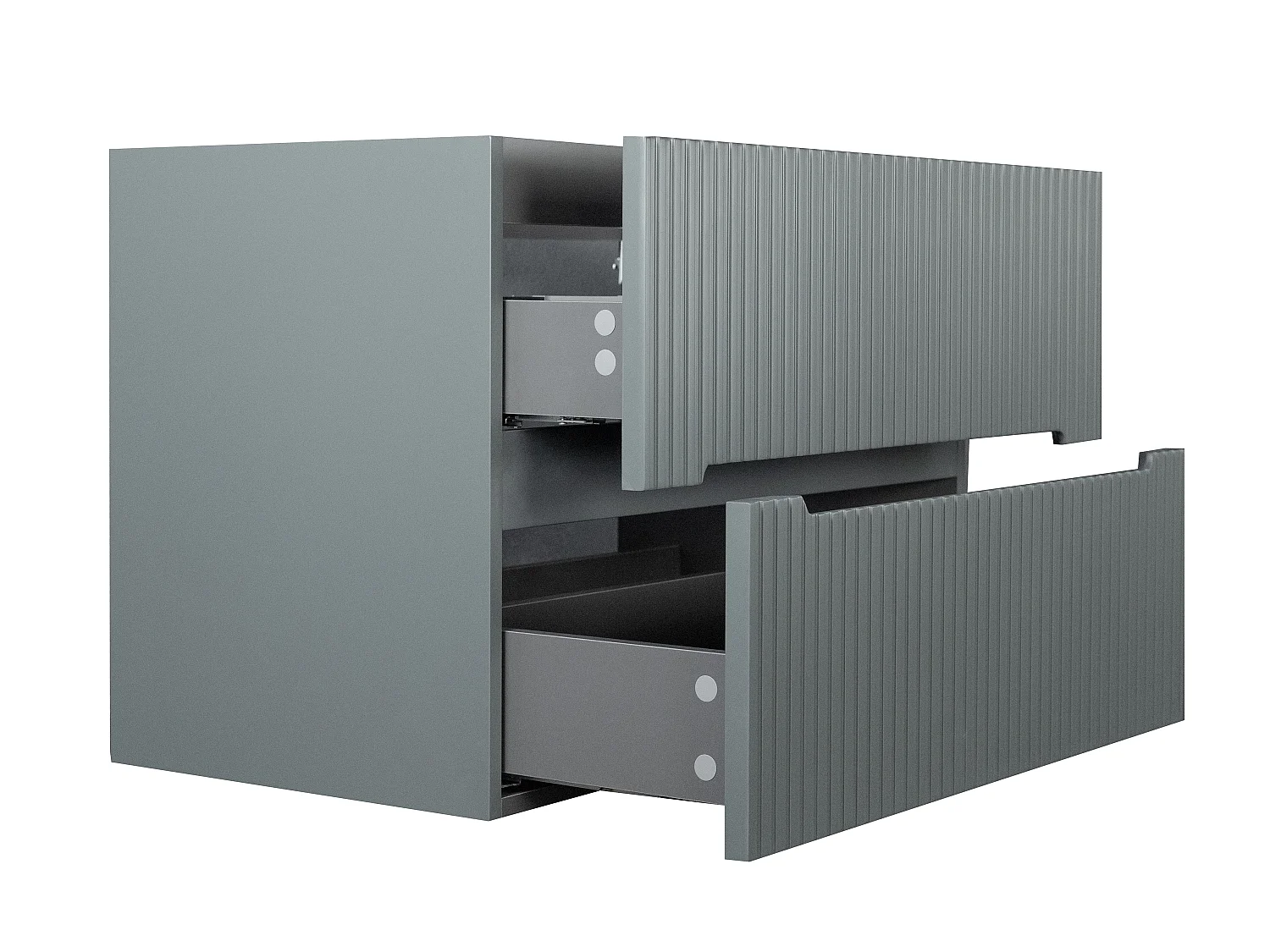 Meuble de salle de bain suspendu avec vasque à encastrer - Strié gris - 80 cm - PAVANI