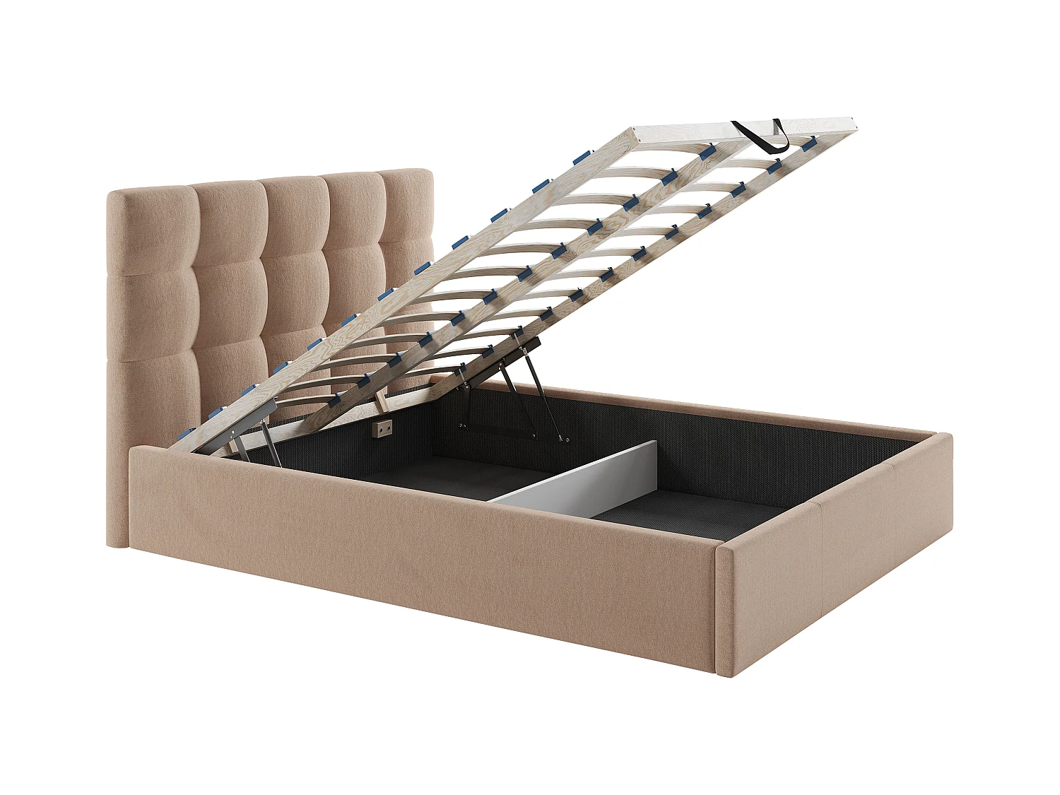 Lit coffre 140 x 190 cm - Velours - Beige - MIRDAL de Pascal Morabito