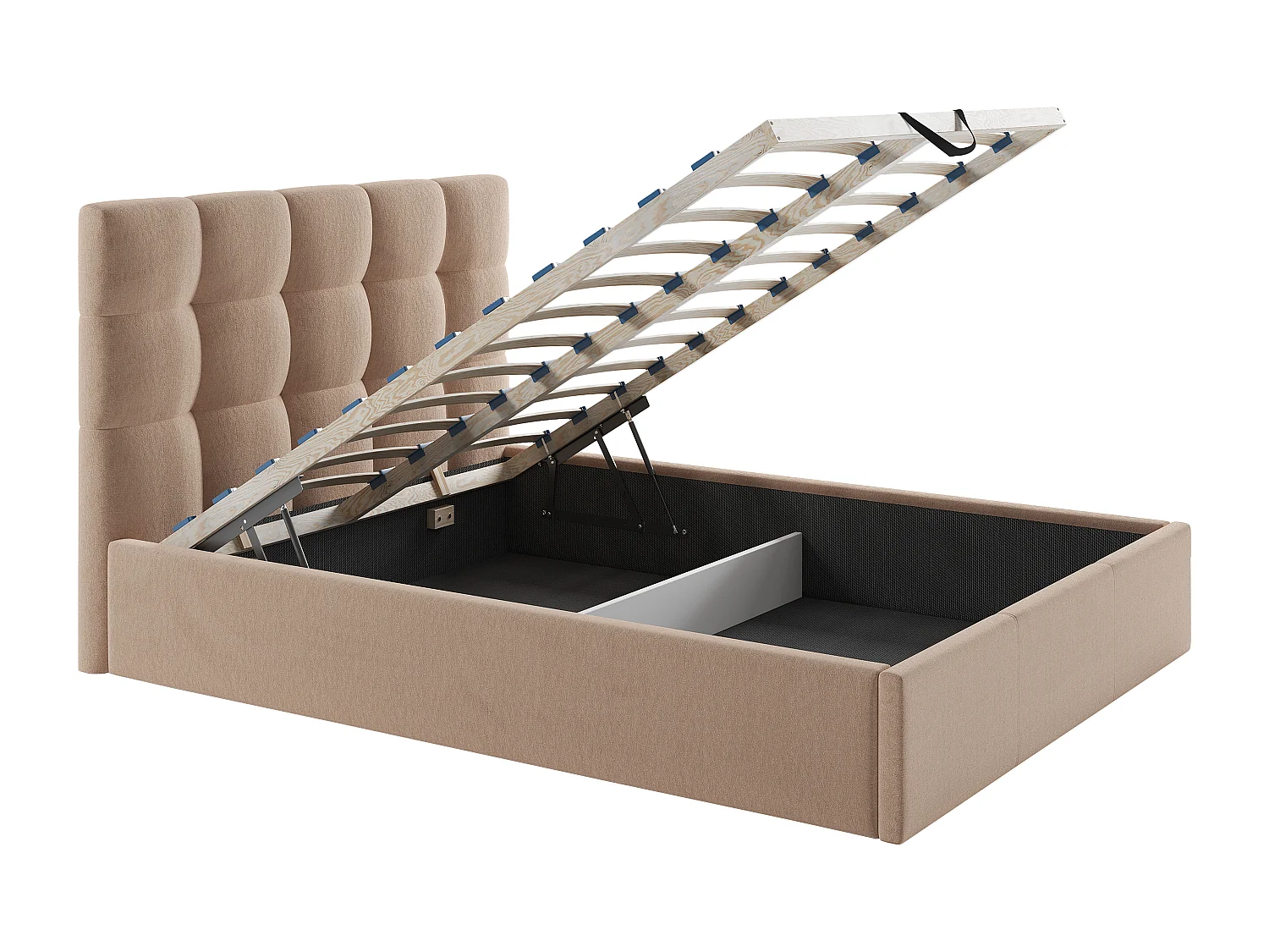 Bed met opbergruimte 140 x 190 cm - Fluweel - Beige - MIRDAL van Pascal Morabito