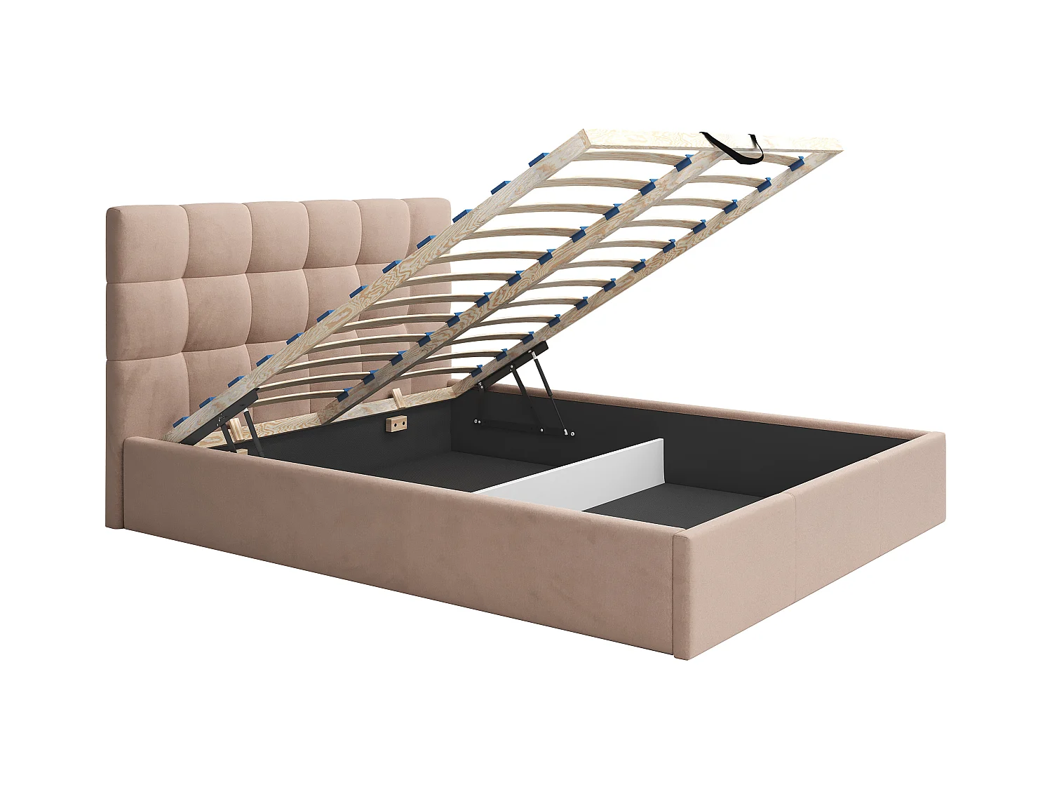 Łóżko ze skrzynią 160 x 200 cm - Welur - Beżowy - MIRDAL Pascala Morabito