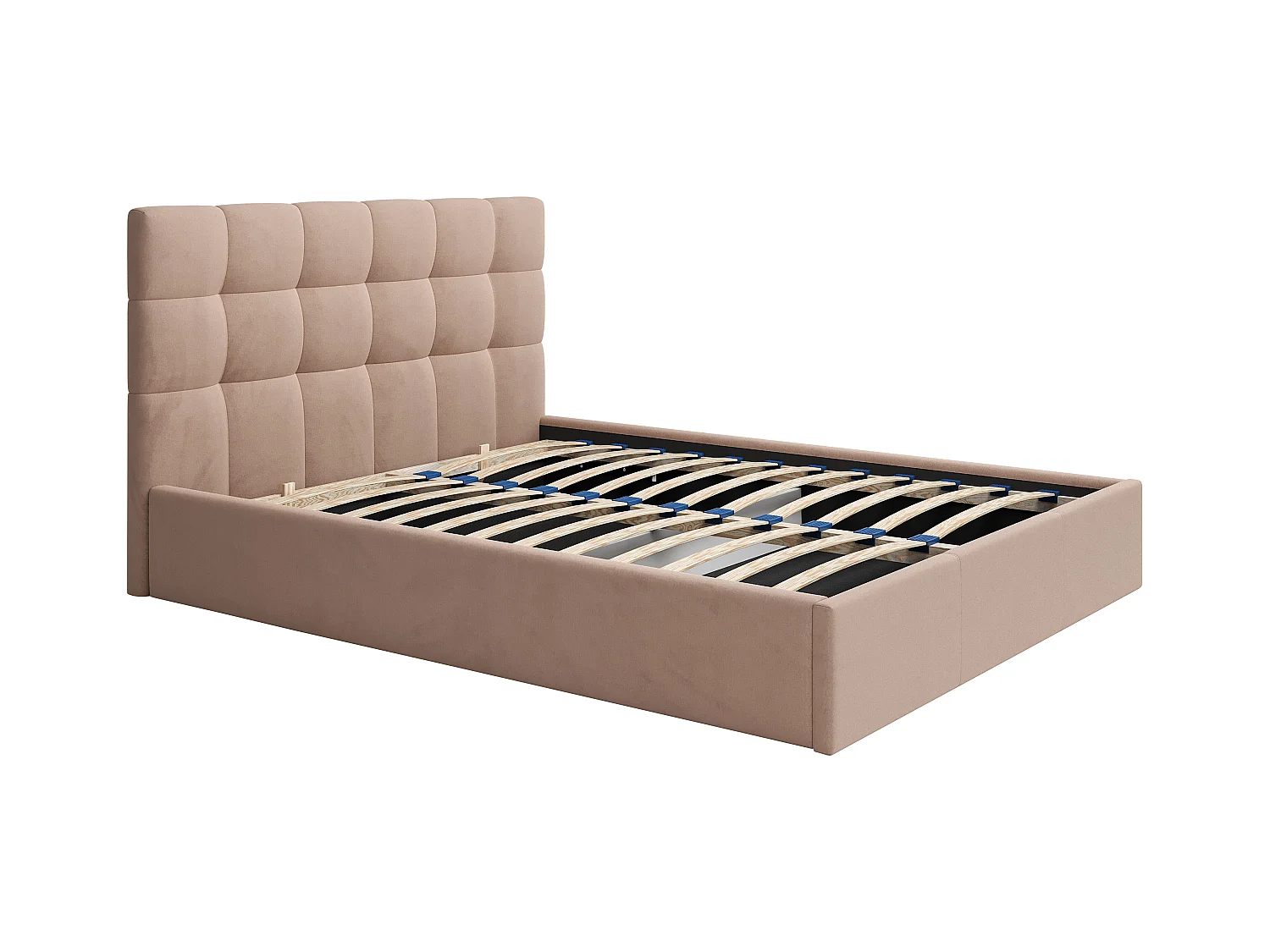Łóżko ze skrzynią 160 x 200 cm - Welur - Beżowy - MIRDAL Pascala Morabito