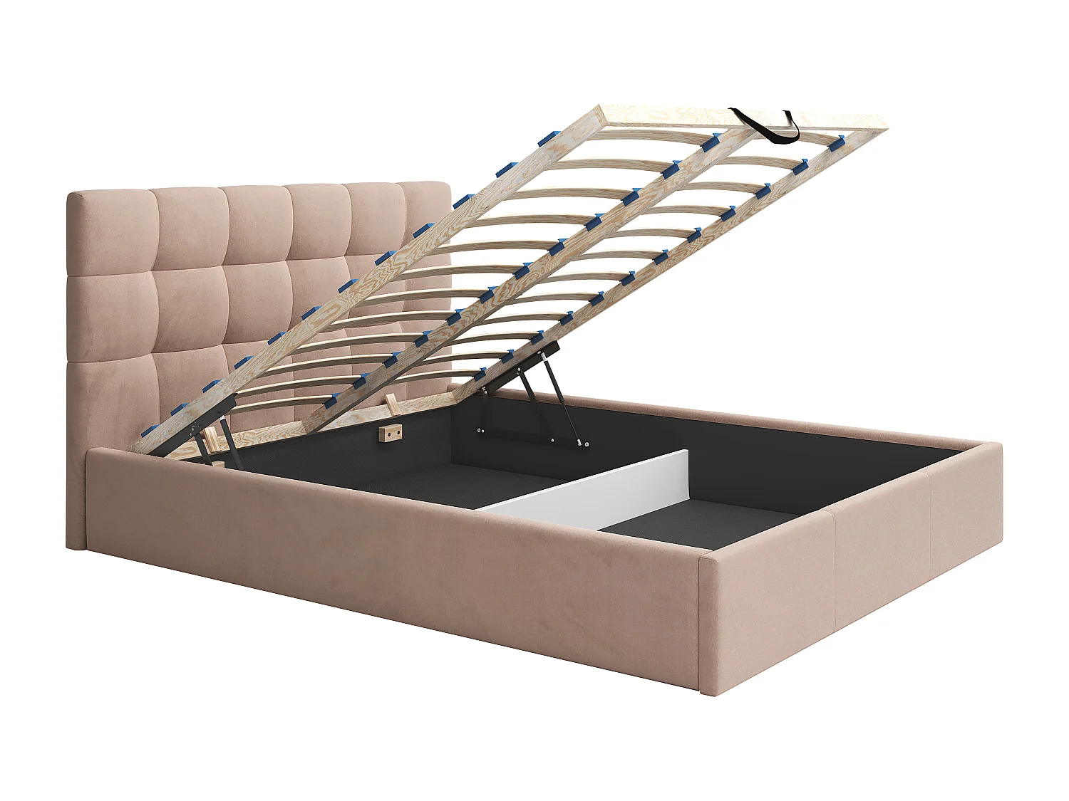 Cama com espaço de arrumação 160x200 cm veludo bege - MIRDAL de Pascal Morabito