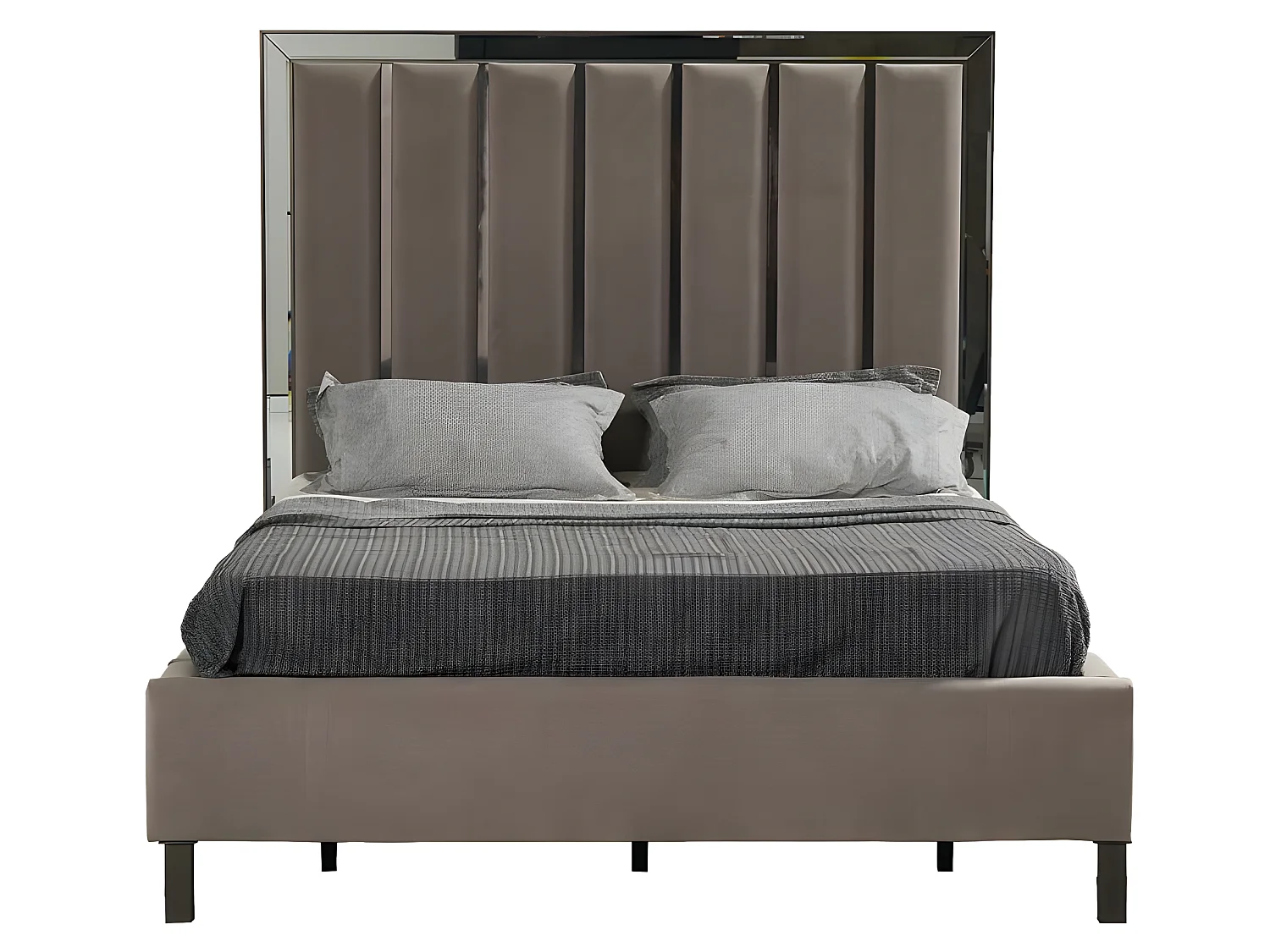 Betten Design Bett Polster Schlafzimmer Hotel Design Doppelbett Metall Taupe Neu